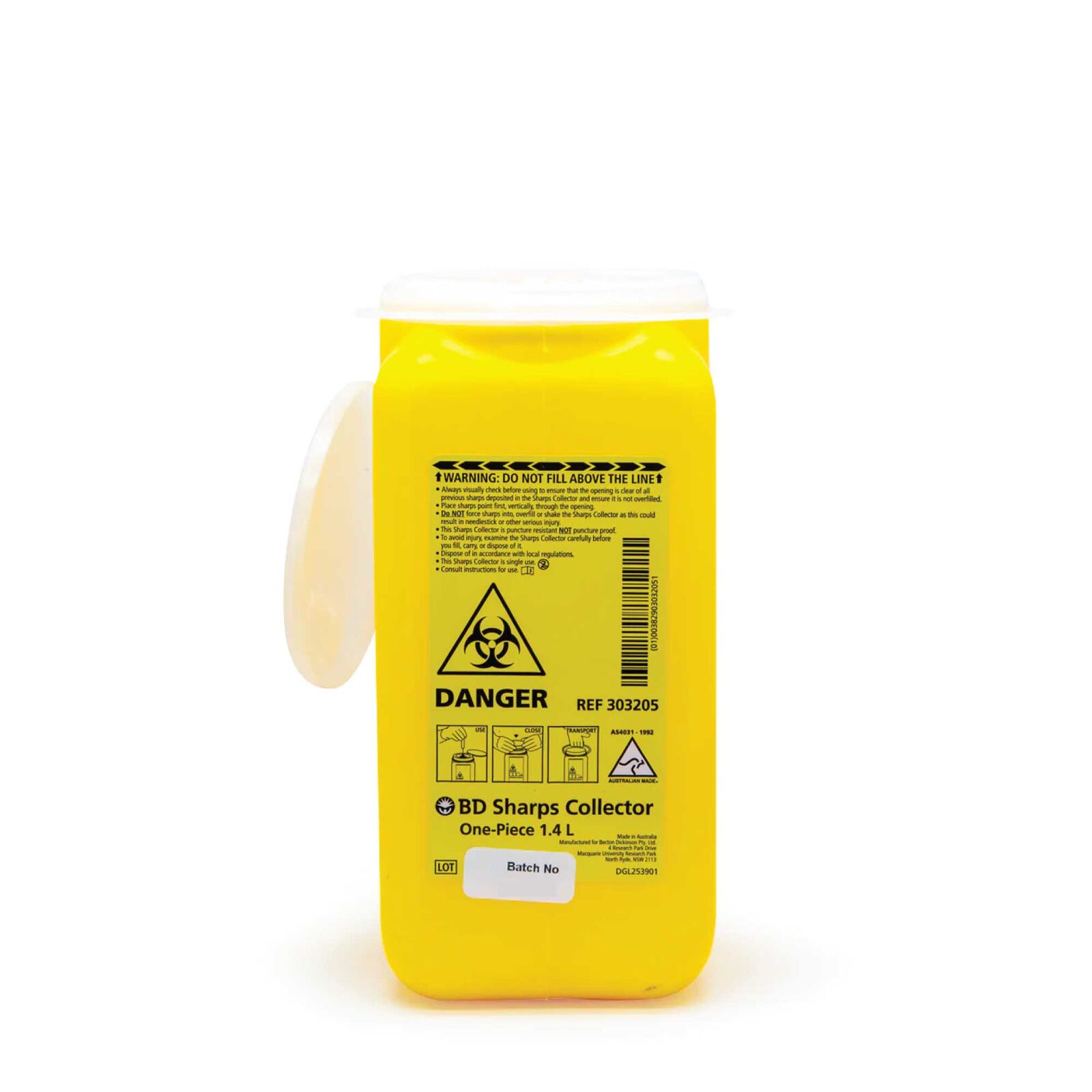 1.4L Sharps Container Needle Biohazard Bin Disposal - Medical Waste Collector 1.4L Sharps Container Needle Biohazard Bin Disposal - Medical Waste Collector