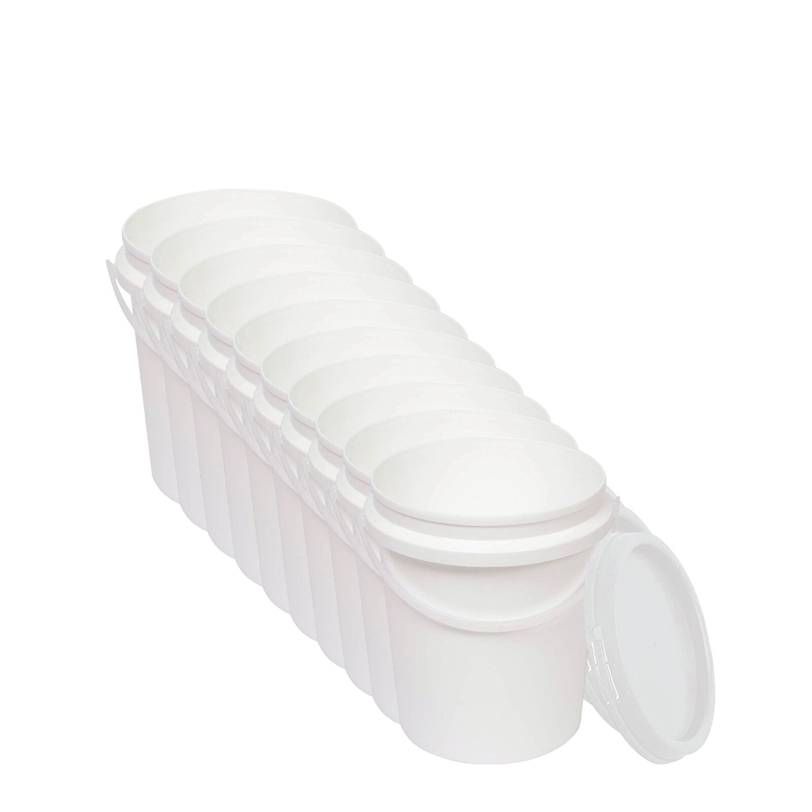 10x 1.2L Plastic Buckets + Lids - Food Grade Empty White Tub With Handle 10x 1.2L Plastic Buckets + Lids - Food Grade Empty White Tub With Handle