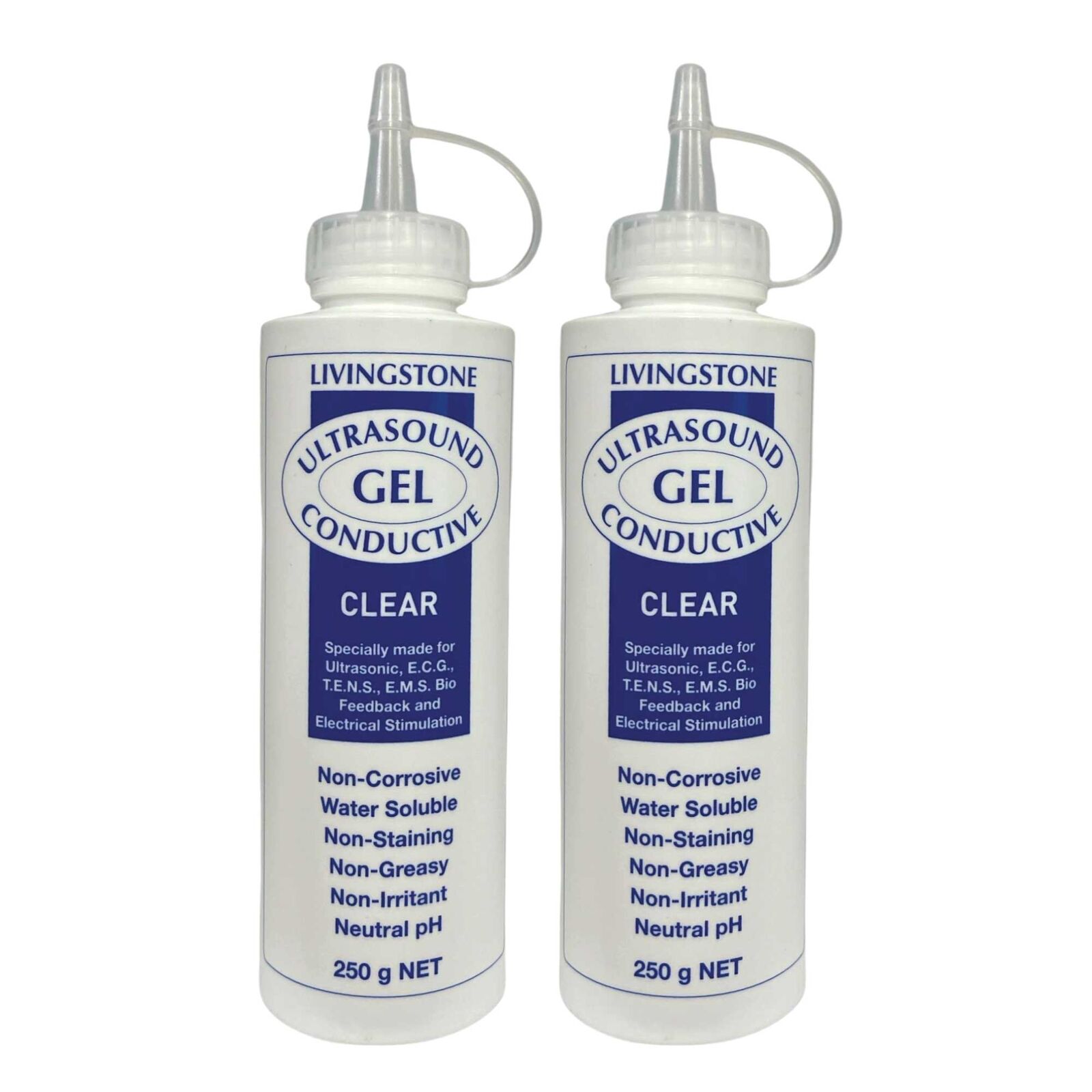 2x Livingstone 250ml Conductive Ultrasound Lubricating Gel - Squeeze Bottle 2x Livingstone 250ml Conductive Ultrasound Lubricating Gel - Squeeze Bottle