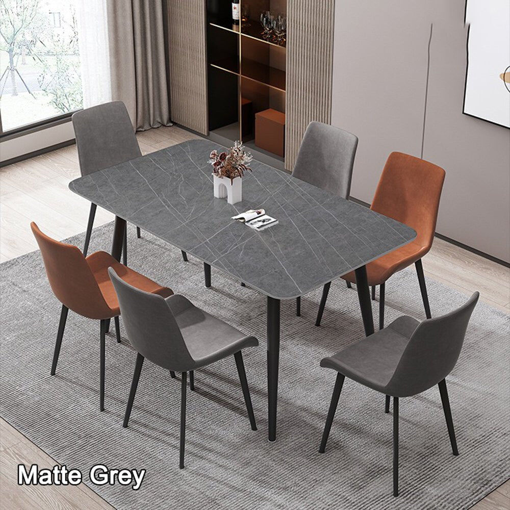 120x60cm Matte Grey Minimalist Slate Kitchen Dining Table Marble Lunch Dinner Table Solid Metal Legs 120x60cm Matte Grey Minimalist Slate Kitchen Dining Table Marble Lunch Dinner Table Solid Metal Legs