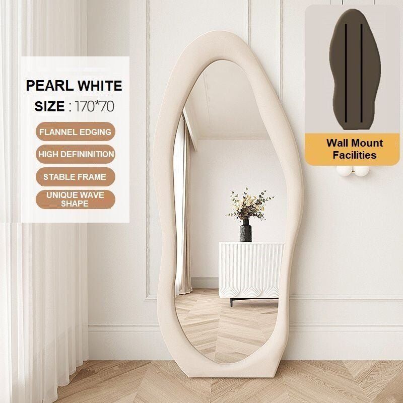 1.7m Standing Maiden Mirror Full Length Aesthetic Full Size Floor Mirror Bedroom Creative Modern Deco Pearl White 1.7m Standing Maiden Mirror Full Length Aesthetic Full Size Floor Mirror Bedroom Creative Modern Deco Pearl White