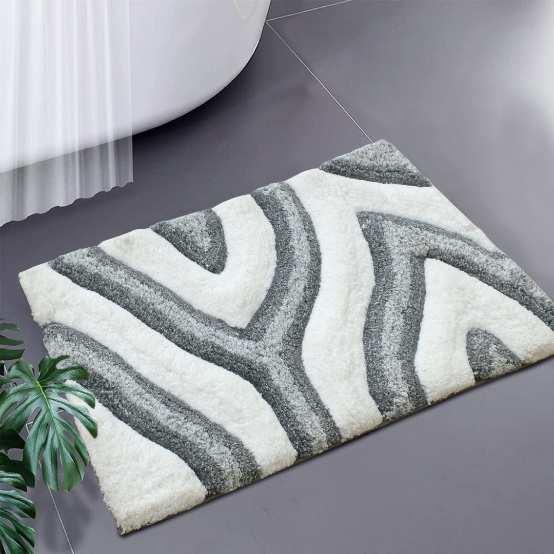Swirl 3D Design Tufted Soft Pile Bathmat - 50x80 Swirl 3D Design Tufted Soft Pile Bathmat - 50x80