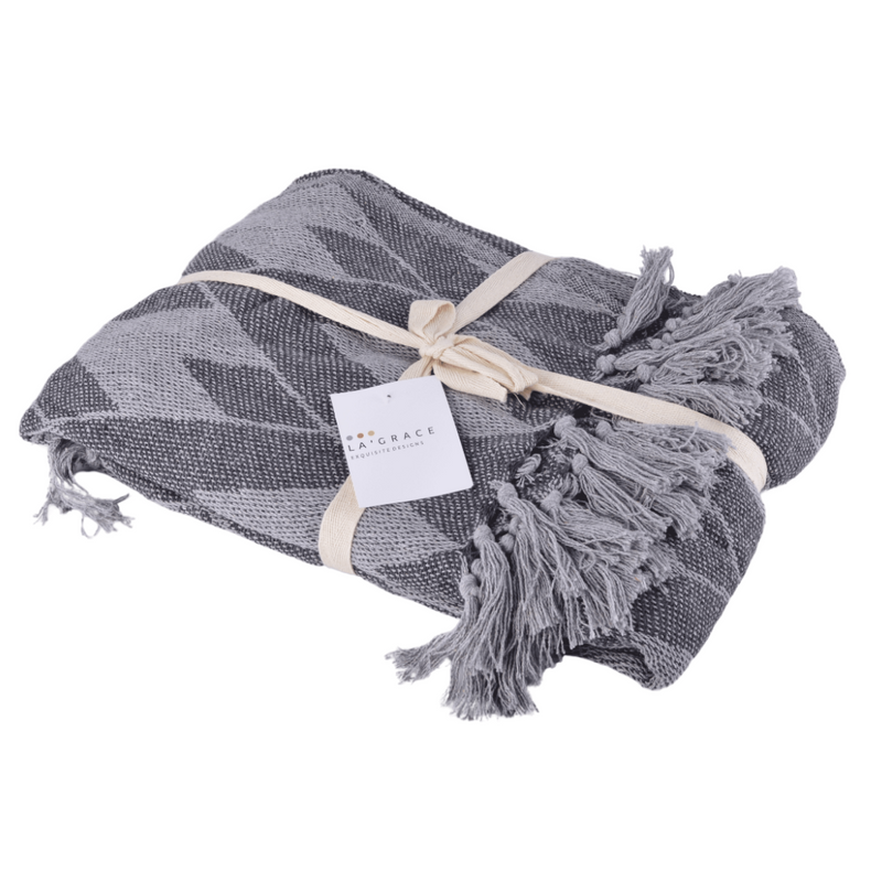 Soft Cotton Handloom Bed & Sofa Throw Blanket Plaid Pattern Grey Soft Cotton Handloom Bed & Sofa Throw Blanket Plaid Pattern Grey