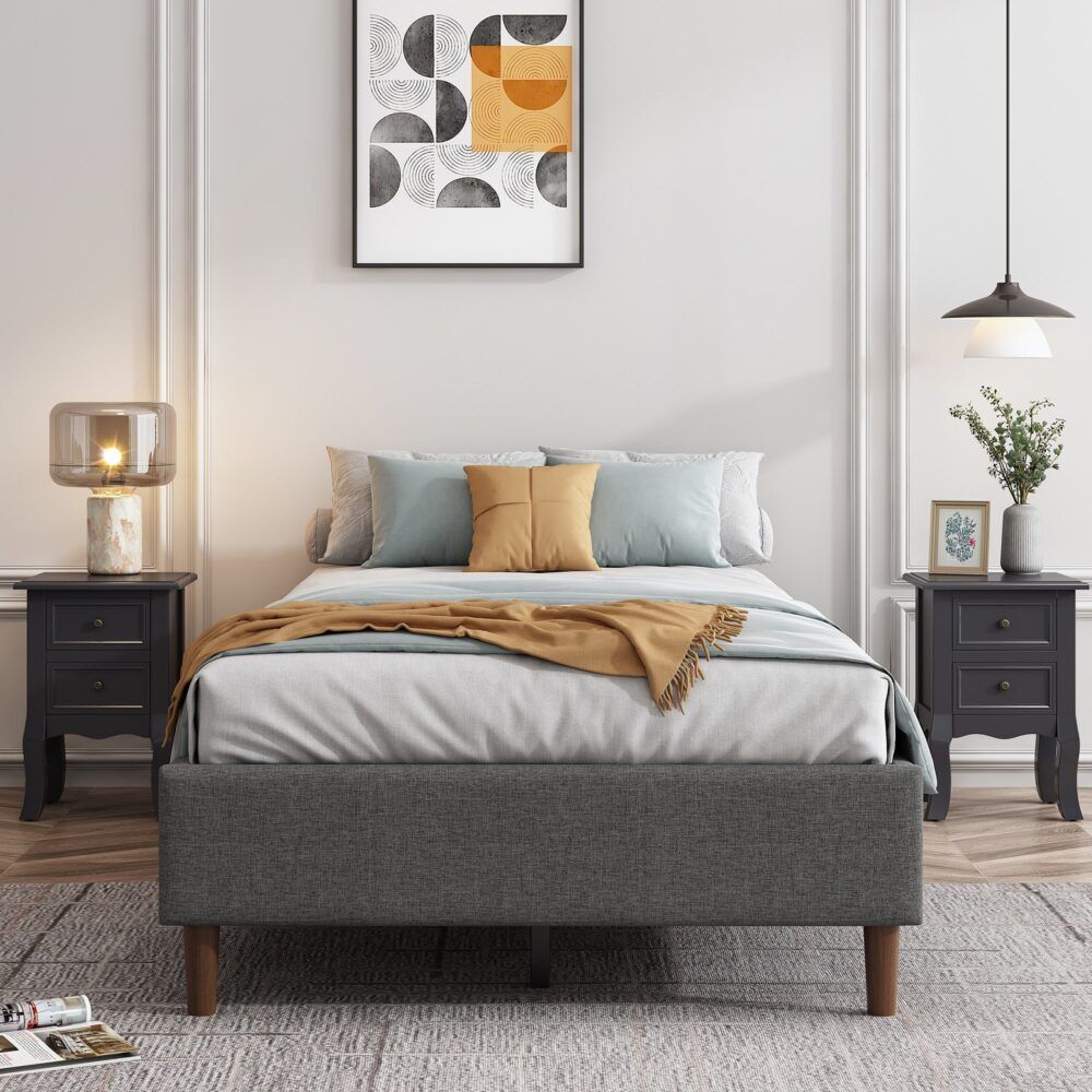 Bed Frame Mattress Foundation (Dark Grey) – Double Bed Frame Mattress Foundation (Dark Grey) – Double