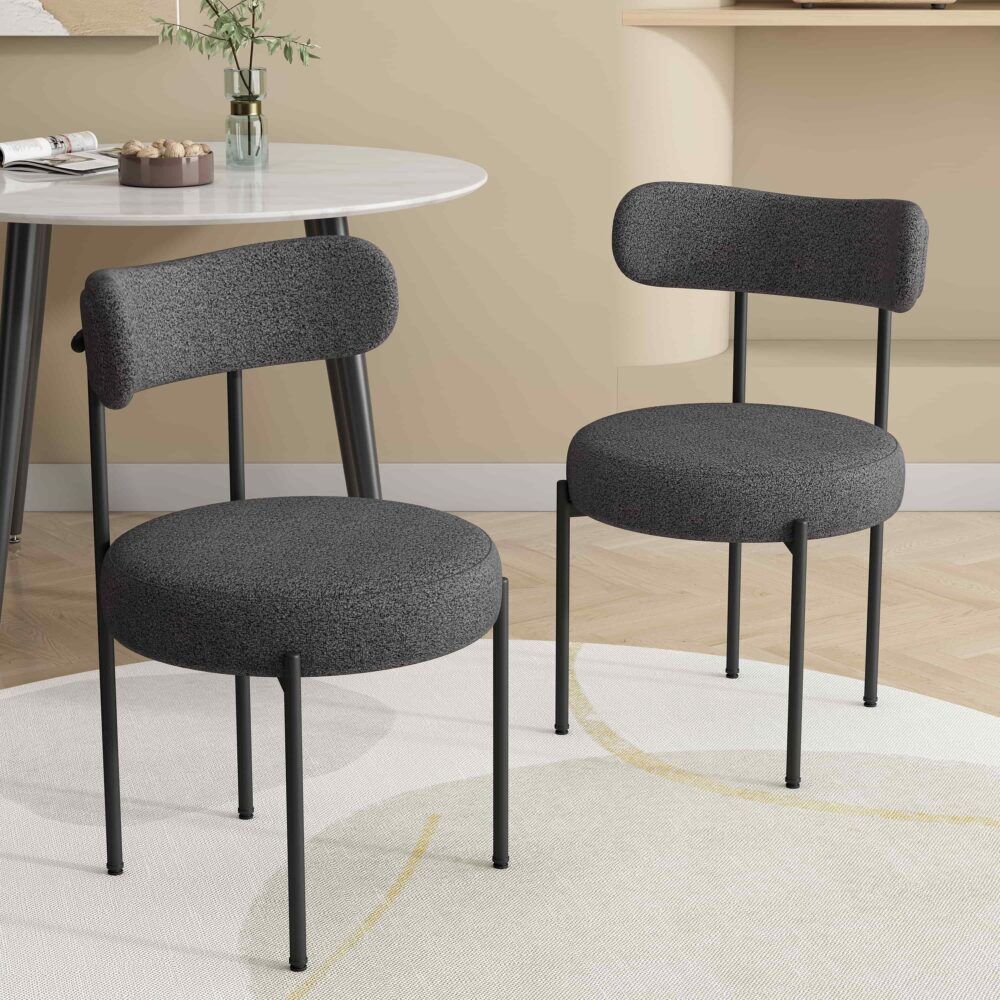 Charcoal Chic Boucle Elsa Dining Chairs Charcoal Chic Boucle Elsa Dining Chairs