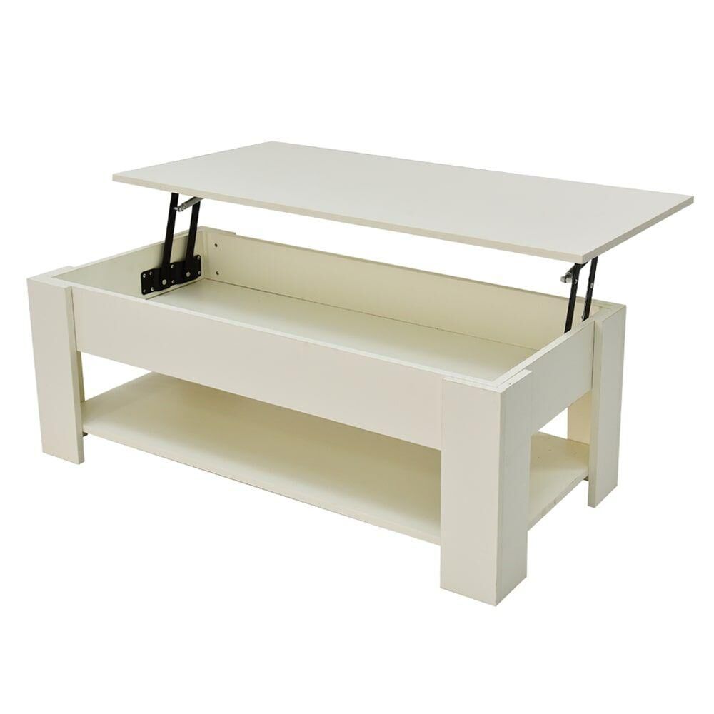 Lift Up Coffee Table with Storage-White Lift Up Coffee Table with Storage-White