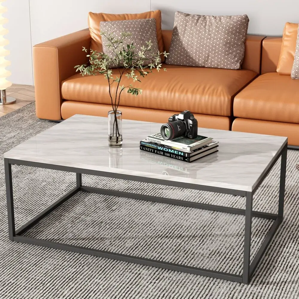 Industrial Style Marble Effect Rectangular Coffee Table Industrial Style Marble Effect Rectangular Coffee Table
