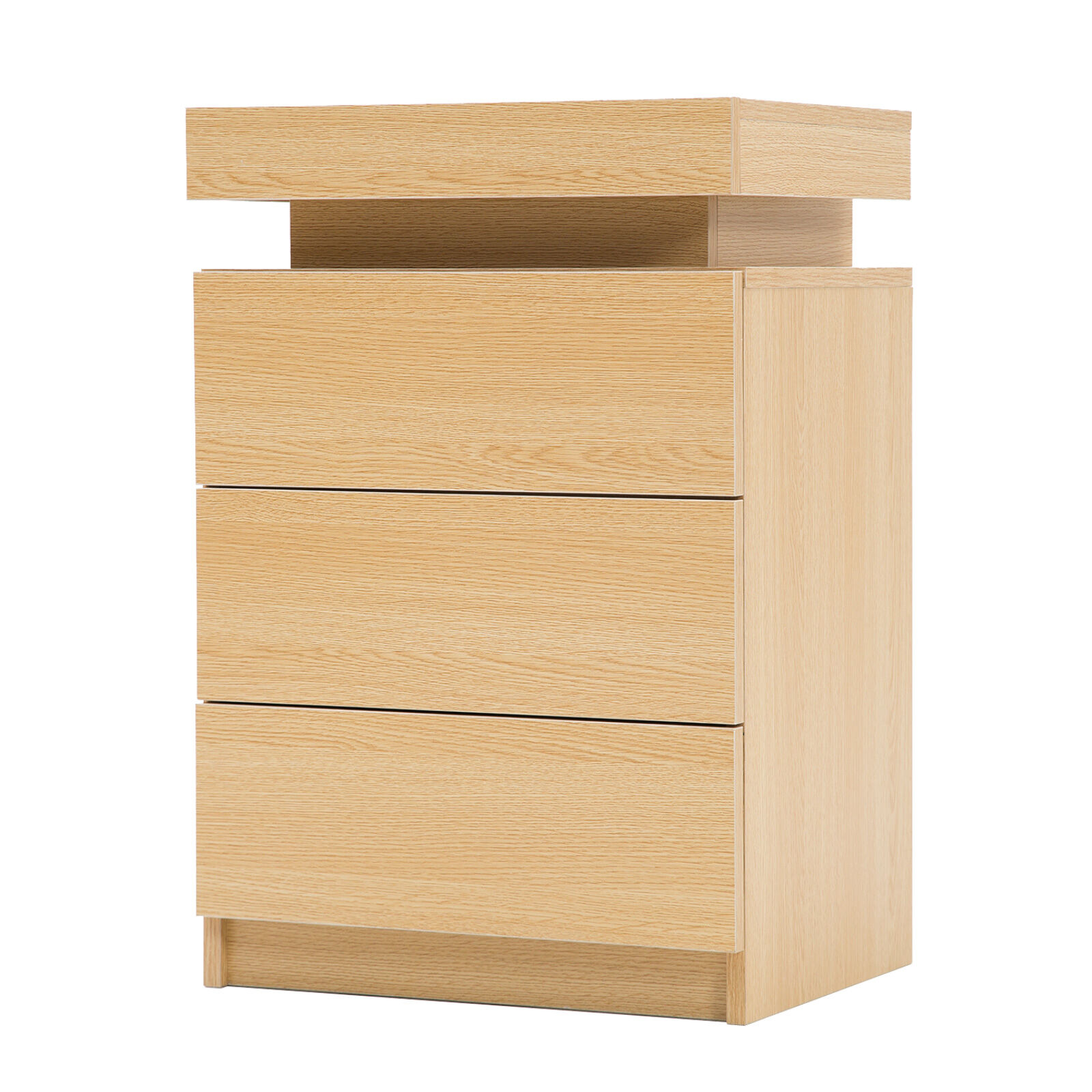 Bedside Table 3 Drawers RGB LED Bedroom Cabinet Nightstand Gloss GLORY OAK Bedside Table 3 Drawers RGB LED Bedroom Cabinet Nightstand Gloss GLORY OAK