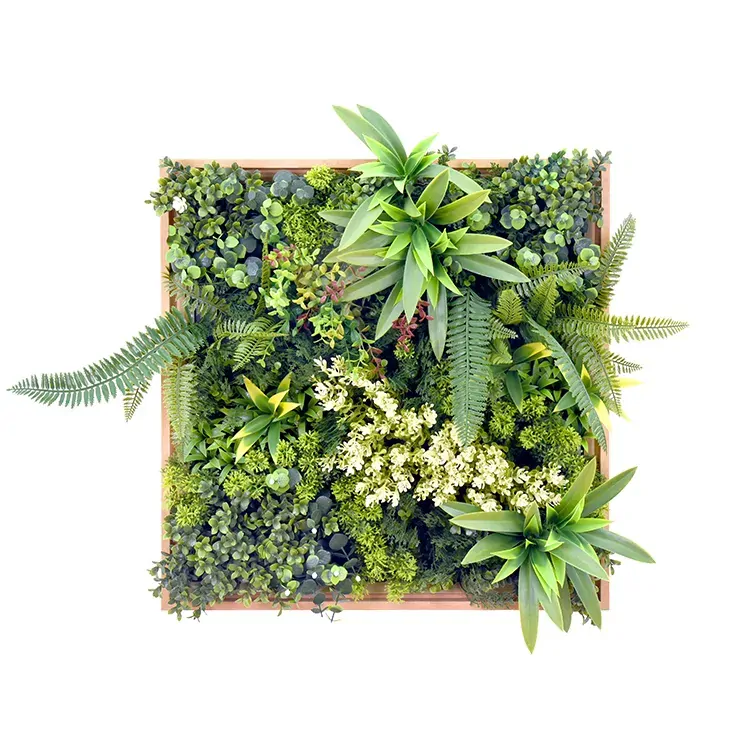 3D Green Artificial Plants Wall Panel Flower Wall With Frame Vertical Garden UV Resistant 50X50CM 3D Green Artificial Plants Wall Panel Flower Wall With Frame Vertical Garden UV Resistant 50X50CM