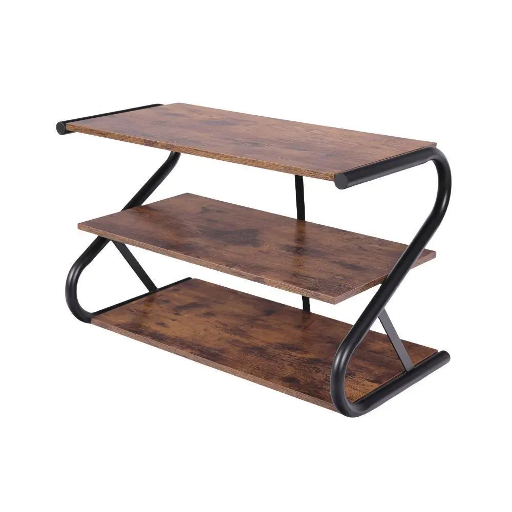 Matte Black Frame Rustic Wood 3-Tier Medium Shoe Rack Shelf Stand Storage Organizer Matte Black Frame Rustic Wood 3-Tier Medium Shoe Rack Shelf Stand Storage Organizer