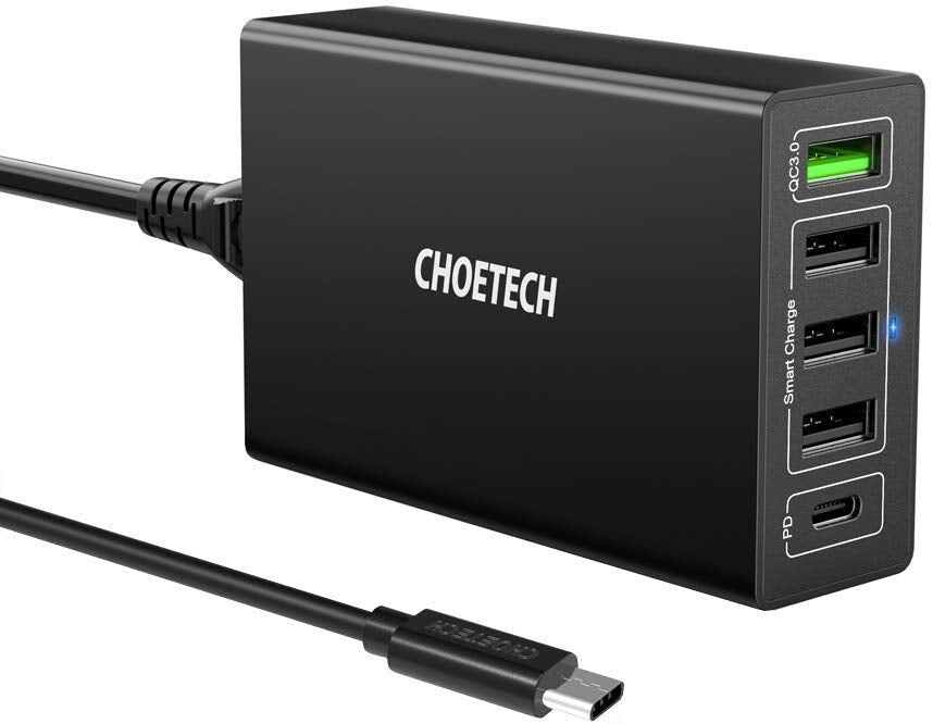 CHOETECH Q34U2Q 5-Port 60W PD Charger with 30W Power Delivery and 18W Quick Charge 3.0 CHOETECH Q34U2Q 5-Port 60W PD Charger with 30W Power Delivery and 18W Quick Charge 3.0