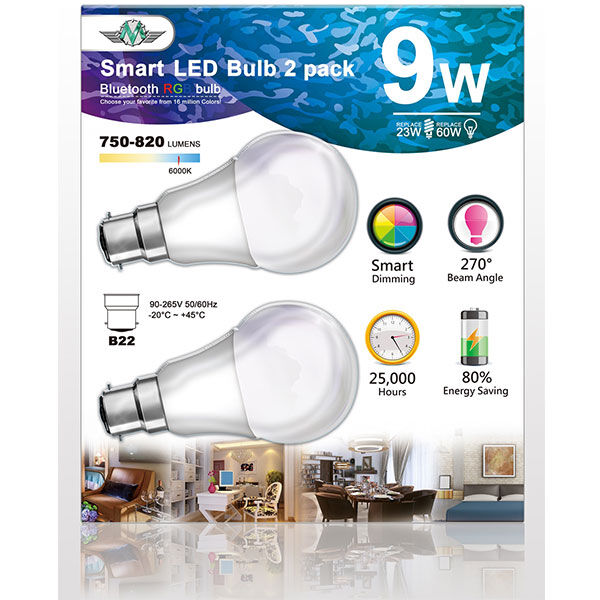 MV SMART BULB 9W B22 TWIN PACK (apple app only ) MV SMART BULB 9W B22 TWIN PACK (apple app only )