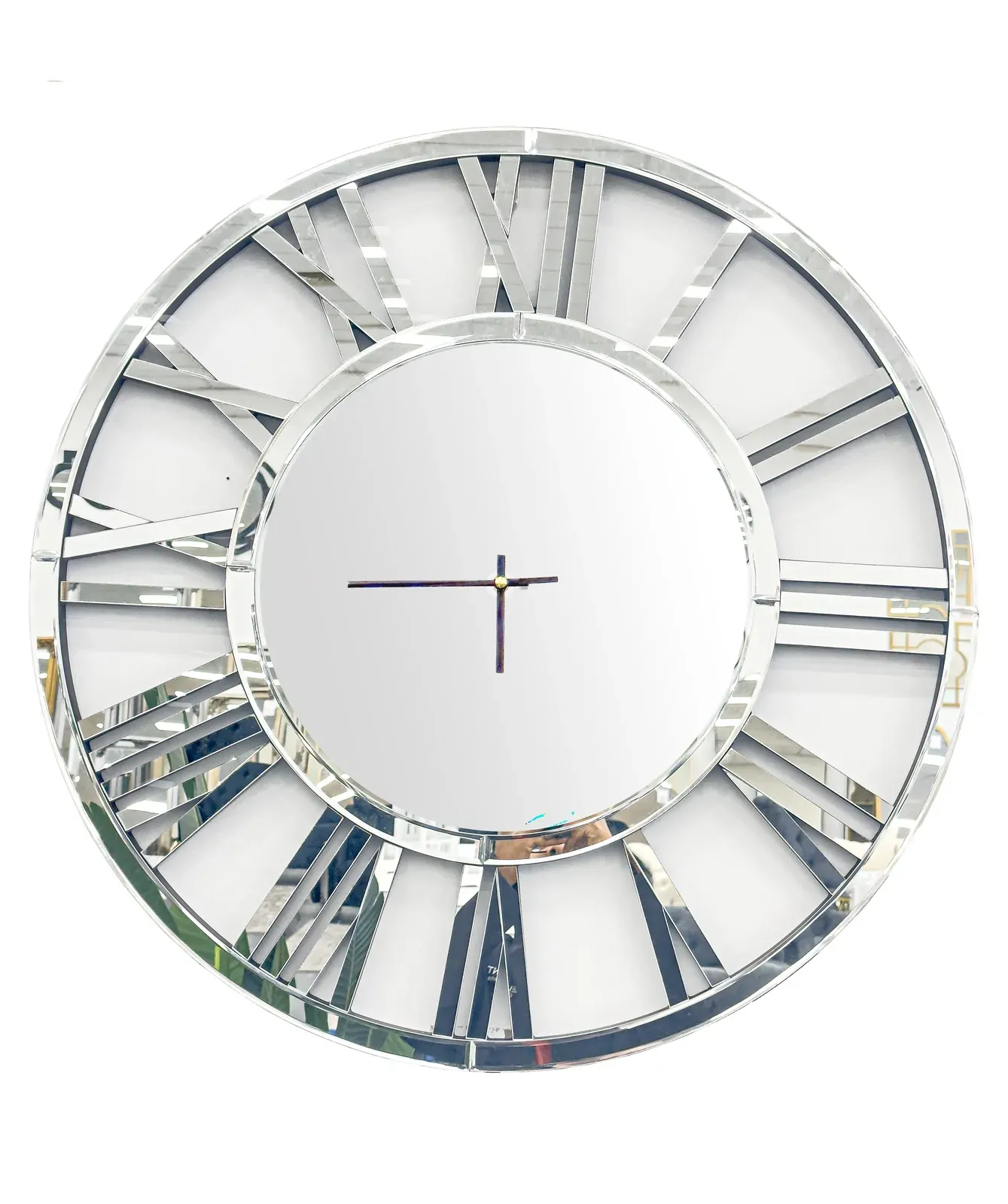 Decorative Silver 75cm Mirror Clock Decorative Silver 75cm Mirror Clock