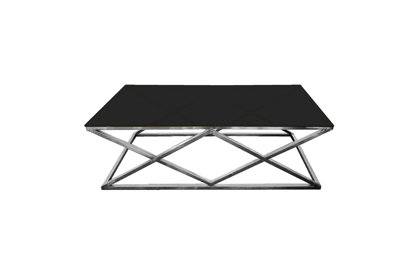 Alsea Coffee Table Silver Base - Black Glass Alsea Coffee Table Silver Base - Black Glass