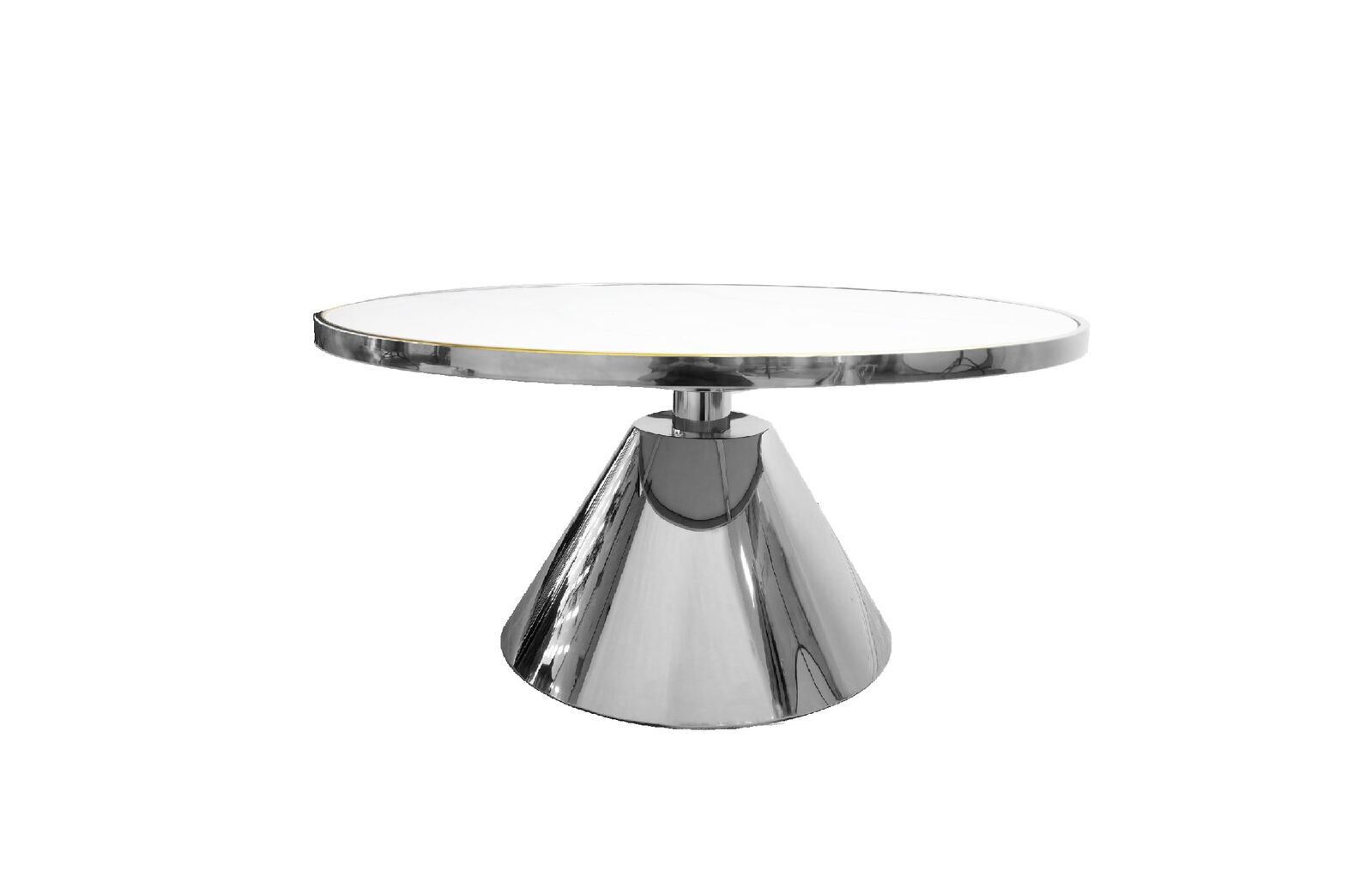 Glam Silver 90cm Coffee Table - White Marble Glam Silver 90cm Coffee Table - White Marble