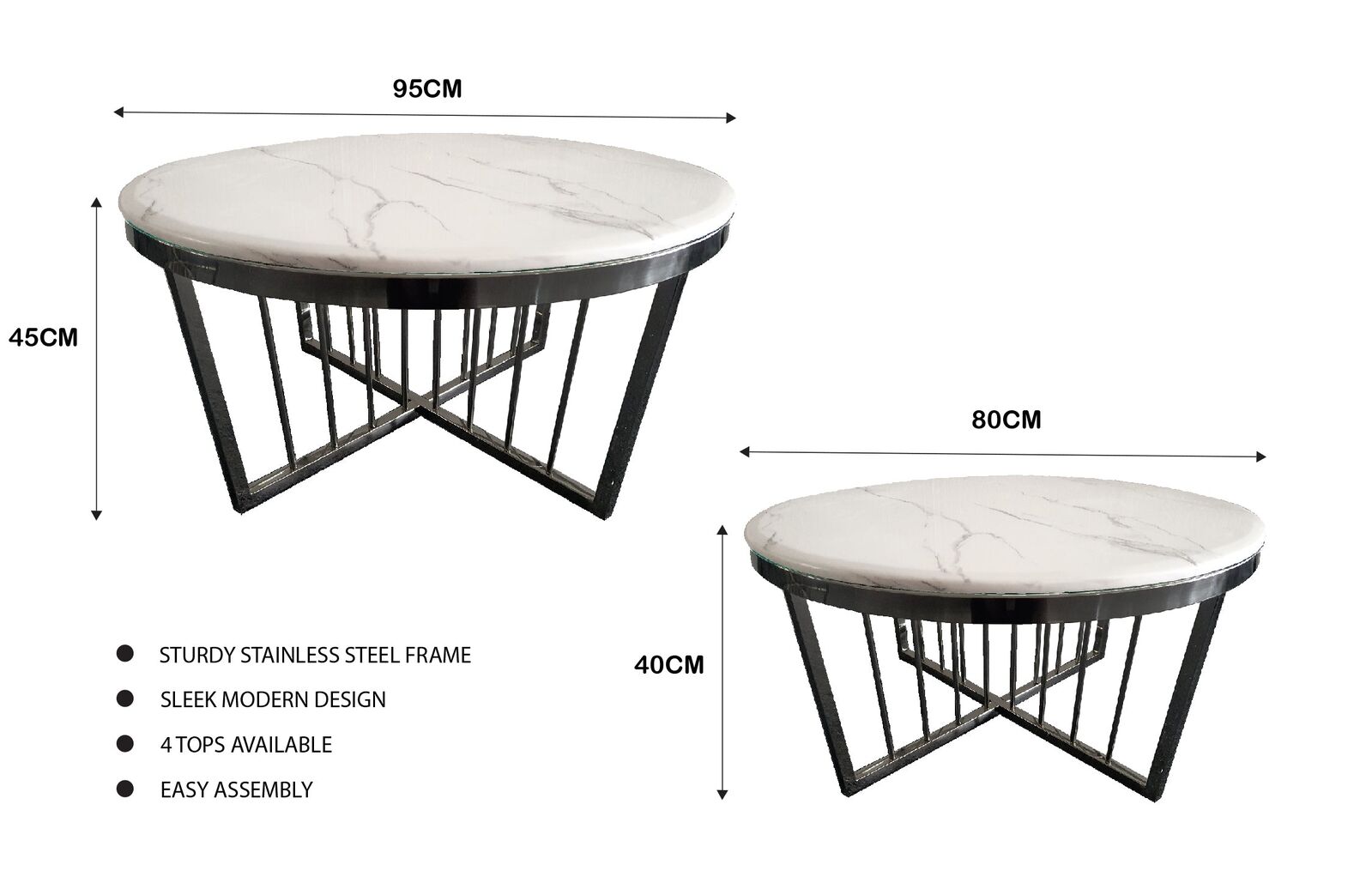 Salina Coffee Table 80cm Black Base - Mirror Glass Salina Coffee Table 80cm Black Base - Mirror Glass