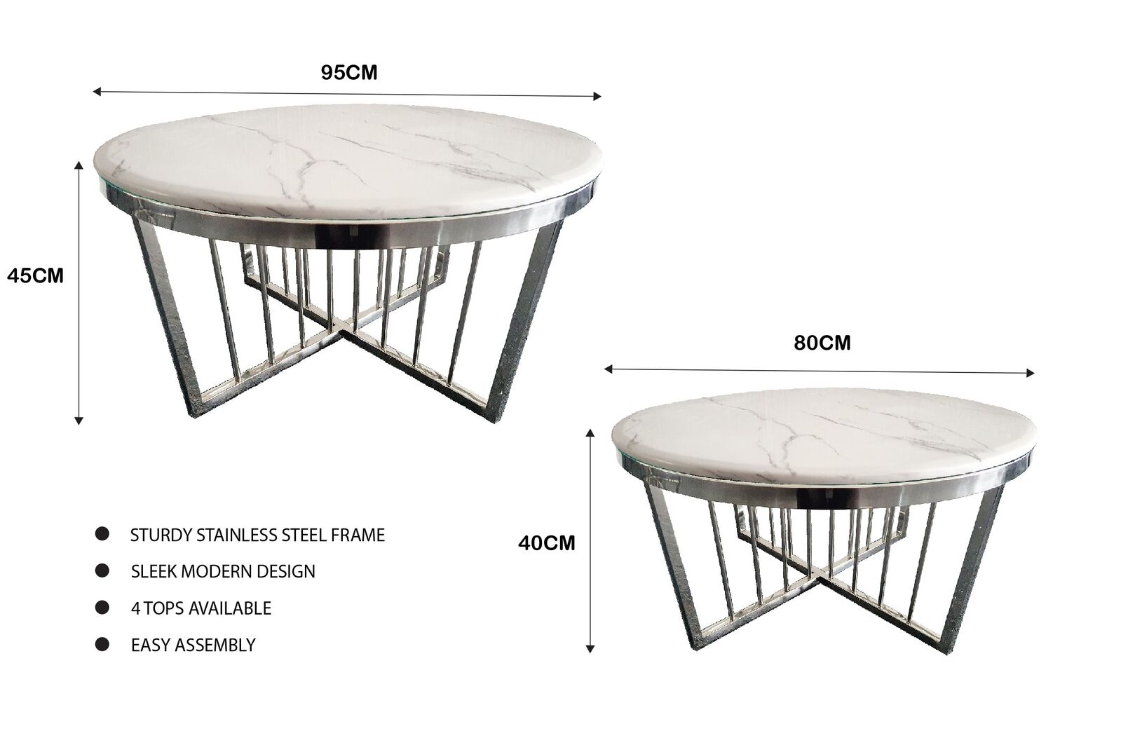 Salina Coffee Table -ClearTop - 80cm Silver Salina Coffee Table -ClearTop - 80cm Silver