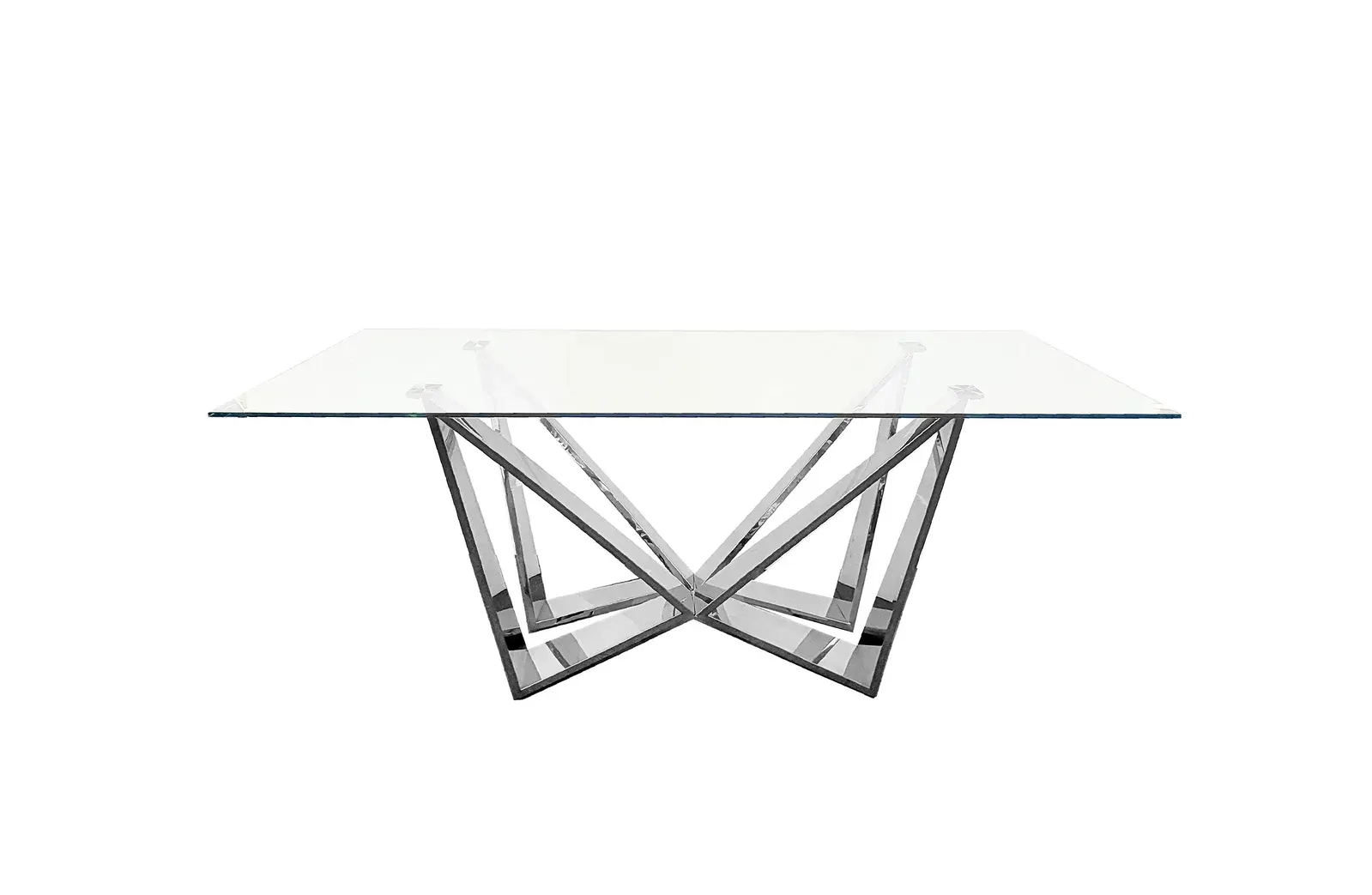 Roula Silver Dining Table - Clear Glass - 240cm x 110cm Roula Silver Dining Table - Clear Glass - 240cm x 110cm