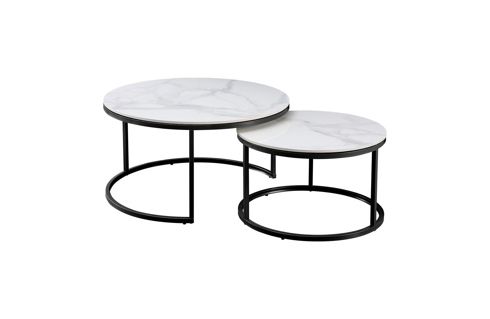 Nesting Style Coffee Table - White on Black - 80cm/60cm Nesting Style Coffee Table - White on Black - 80cm/60cm