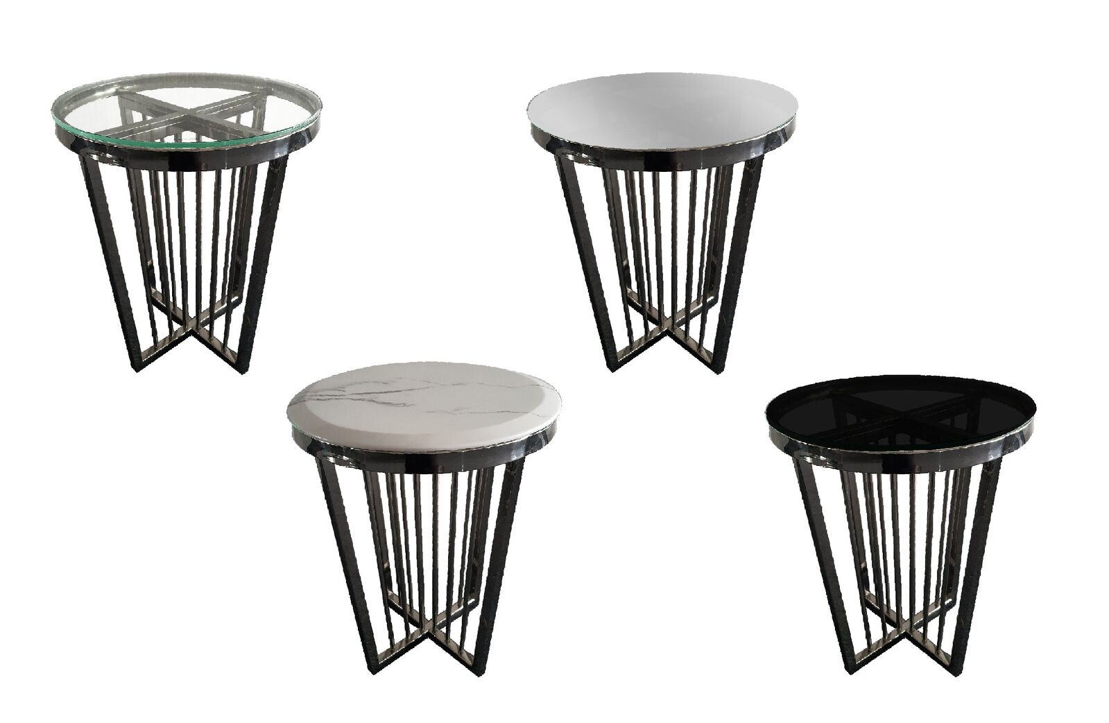 Salina Side Table 45cm Black Base - Black Gklass Salina Side Table 45cm Black Base - Black Gklass