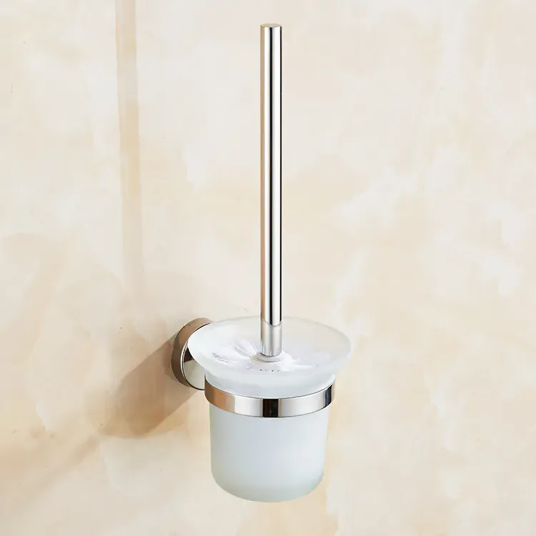 Toilet Brush Holder Wall Mount Rustproof Frosted Glass for Bathroom Toilet Brush Holder Wall Mount Rustproof Frosted Glass for Bathroom