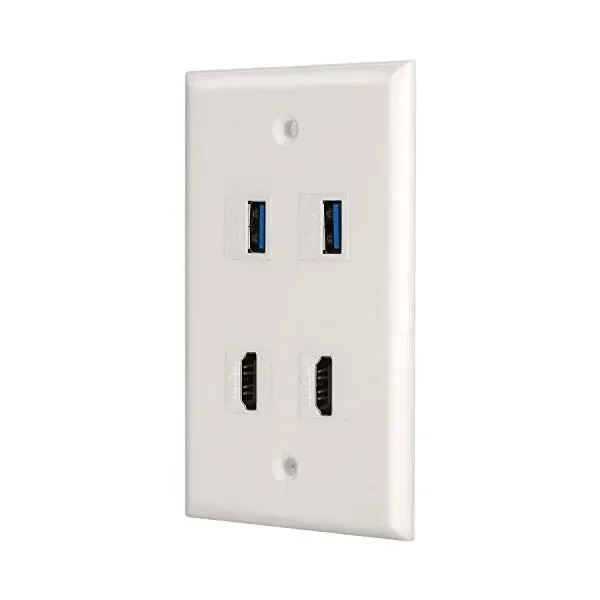 2 USB3.0 + 2 HDMI Port Component Composite Wall Face Plate Panel 2 USB3.0 + 2 HDMI Port Component Composite Wall Face Plate Panel