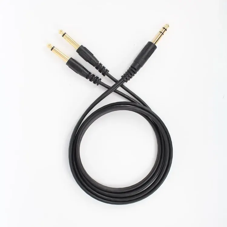 1.5m Gold Plated 6.35mm Male to 2x 6.35mm Male Mono Y Splitter Audio Cable 1.5m Gold Plated 6.35mm Male to 2x 6.35mm Male Mono Y Splitter Audio Cable