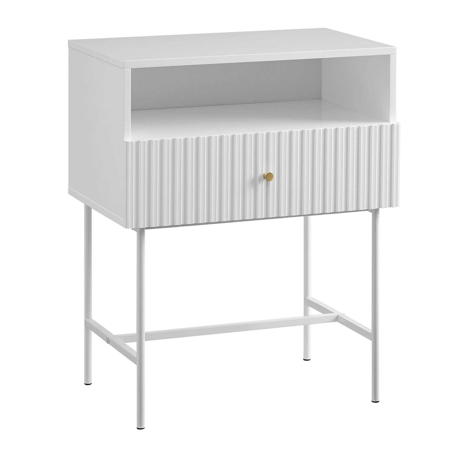 Lucia Slender Fluted Bedside Table in White Lucia Slender Fluted Bedside Table in White