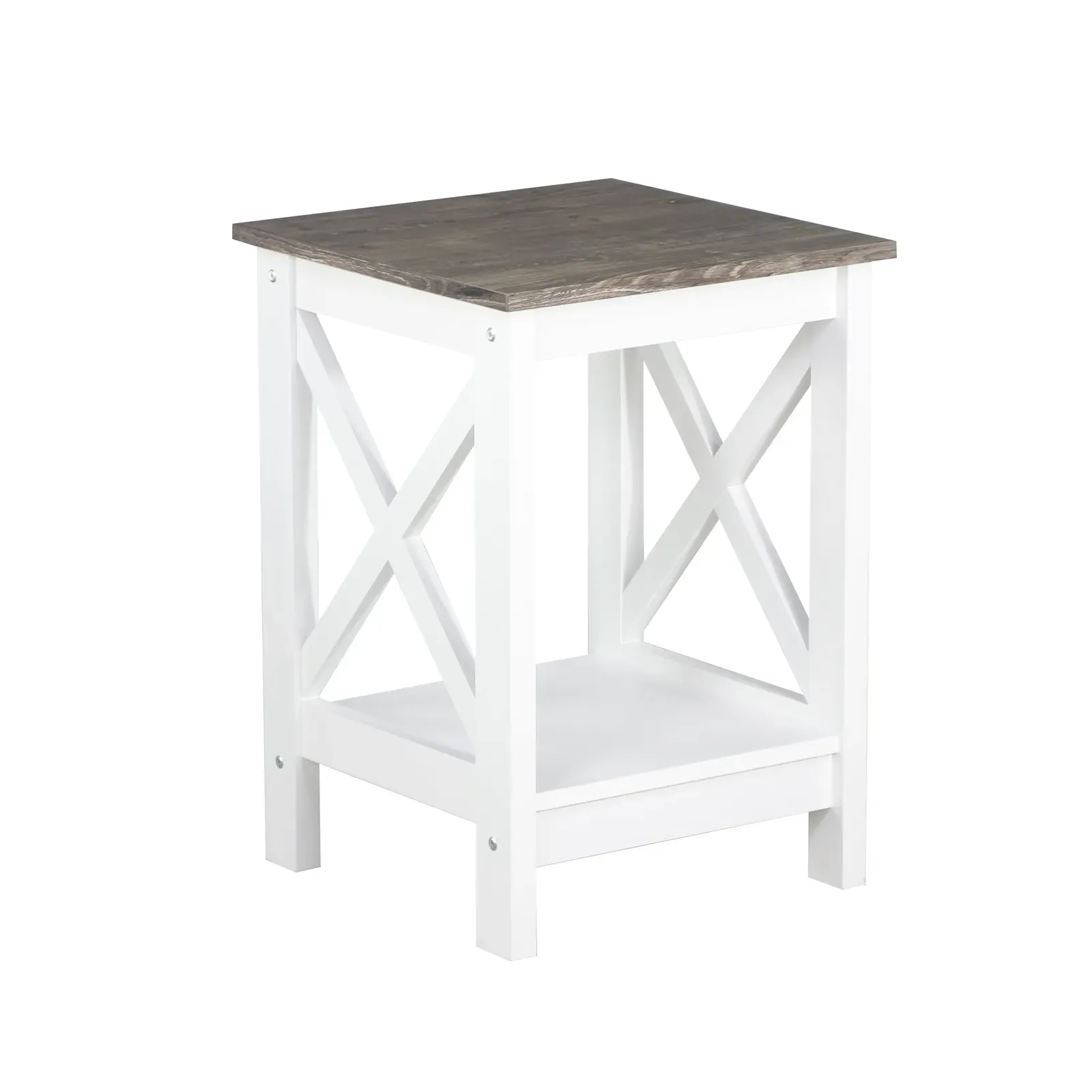 Travilah Coastal Side Table in White and Grey Travilah Coastal Side Table in White and Grey