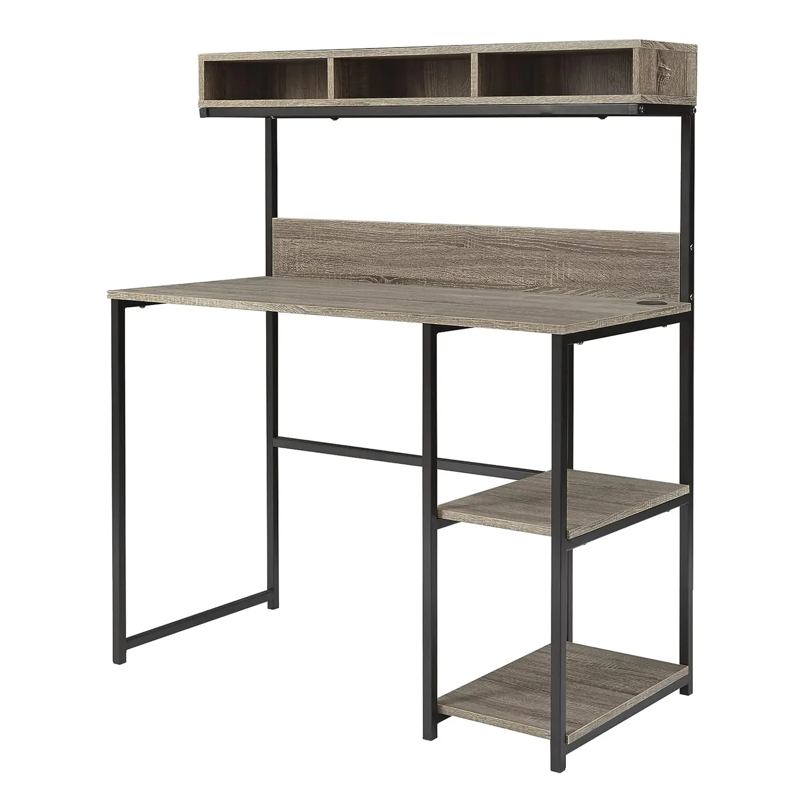 Computer Desk with Hutch in Greyish Brown Computer Desk with Hutch in Greyish Brown