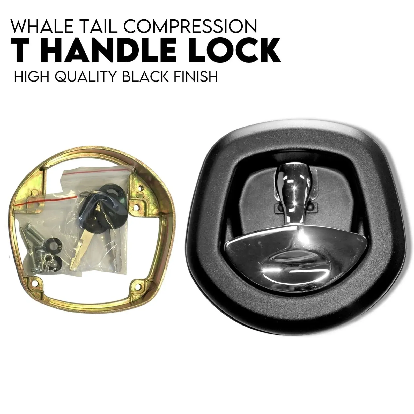 Whale Tail T Handle Lock Latch Compression Lock Trailer Toolbox Black Chrome Whale Tail T Handle Lock Latch Compression Lock Trailer Toolbox Black Chrome
