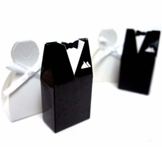 10 Pack of 5 Bride Gown and 5 Groom Tux Wedding Bridal Bomboniere Favor Candy Choc Almond Box - NW 10 Pack of 5 Bride Gown and 5 Groom Tux Wedding Bridal Bomboniere Favor Candy Choc Almond Box - NW