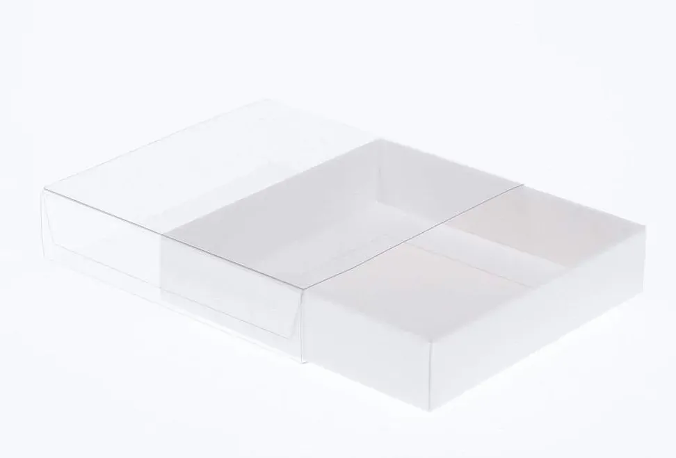 50 Pack of 10cm Square Invitation Coaster Favor Function product Presentation Cookie Biscuit Patisserie Gift Box - 2cm deep - White Card with Clear Sl 50 Pack of 10cm Square Invitation Coaster Favor Function product Presentation Cookie Biscuit Patisserie Gift Box - 2cm deep - White Card with Clear Sl
