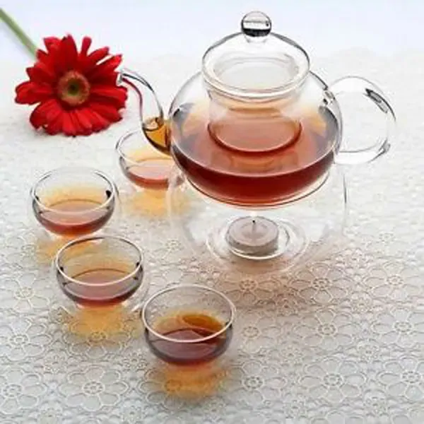 1 Set of Gongfu Chinese Ceremony Tea Set - 6 Glass cups with Infuser and Tealight Candle Pot Warmer 1 Set of Gongfu Chinese Ceremony Tea Set - 6 Glass cups with Infuser and Tealight Candle Pot Warmer