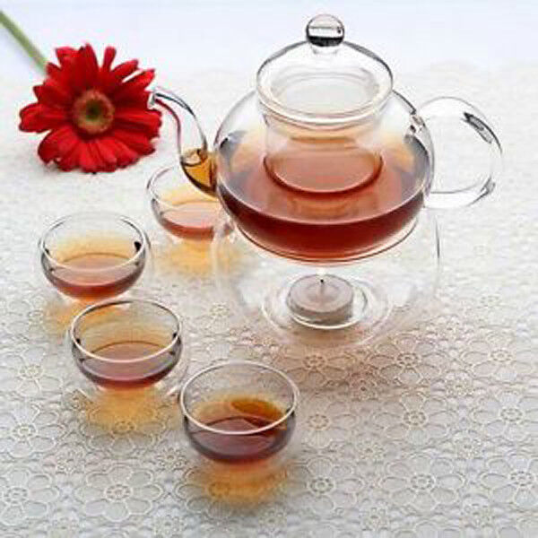 5 SetS of Gongfu Chinese Ceremony Tea Set - 6 Glass cups with Infuser and Tealight Candle Pot Warmer 5 SetS of Gongfu Chinese Ceremony Tea Set - 6 Glass cups with Infuser and Tealight Candle Pot Warmer