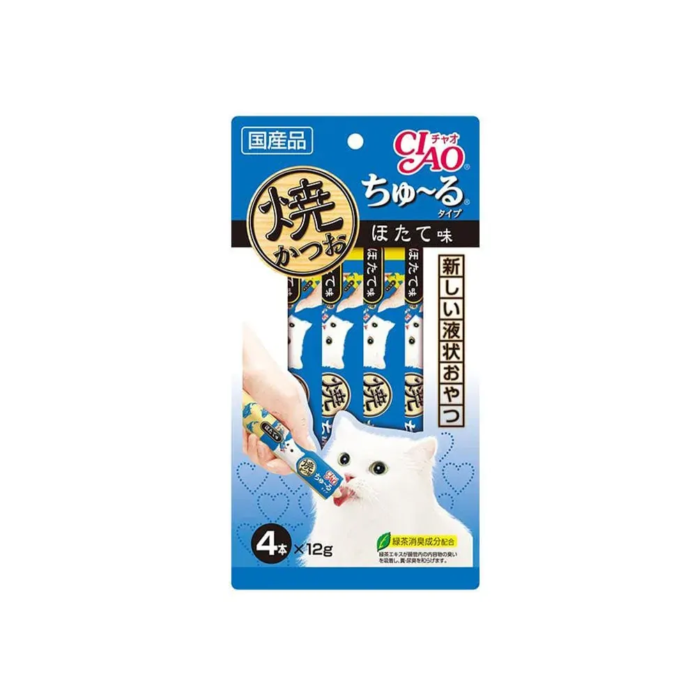 CIAO Grilled Tuna Churu Puree Scallop Flavour 12G X 4 4R-105 X6 CIAO Grilled Tuna Churu Puree Scallop Flavour 12G X 4 4R-105 X6
