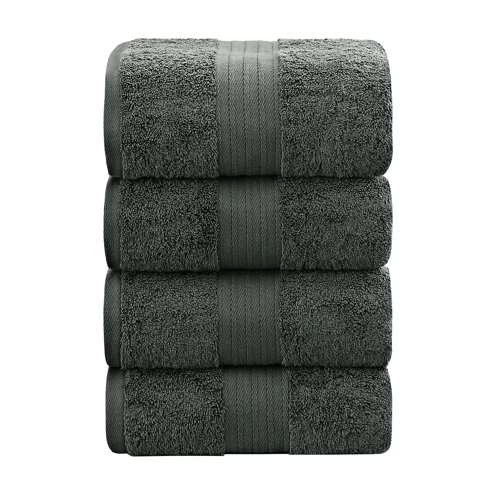 4 Piece Cotton Bath Towels Set - Charcoal 4 Piece Cotton Bath Towels Set - Charcoal