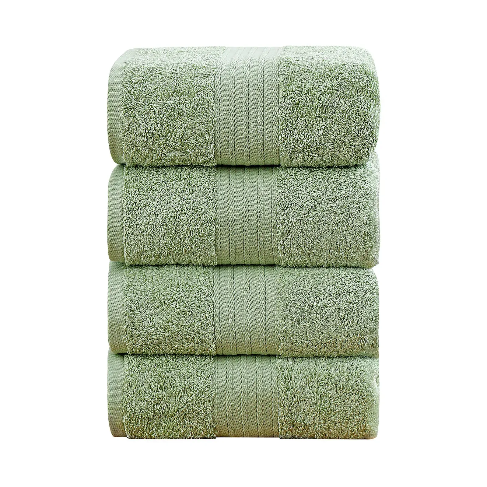 4 Piece Cotton Bath Towels Set - Sage Green 4 Piece Cotton Bath Towels Set - Sage Green