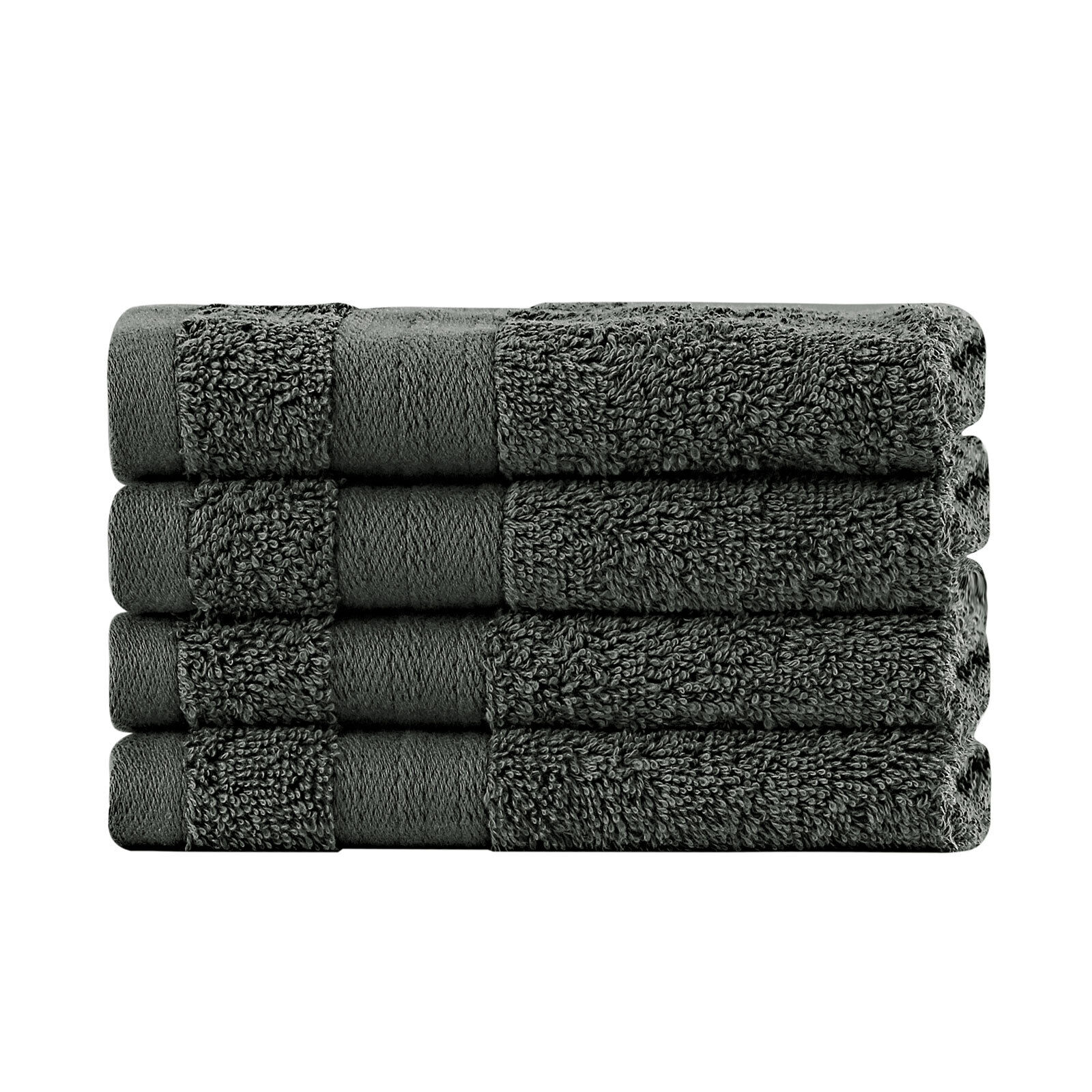 Bath Towel Set - 4 Piece Cotton Washcloths - Charcoal Bath Towel Set - 4 Piece Cotton Washcloths - Charcoal