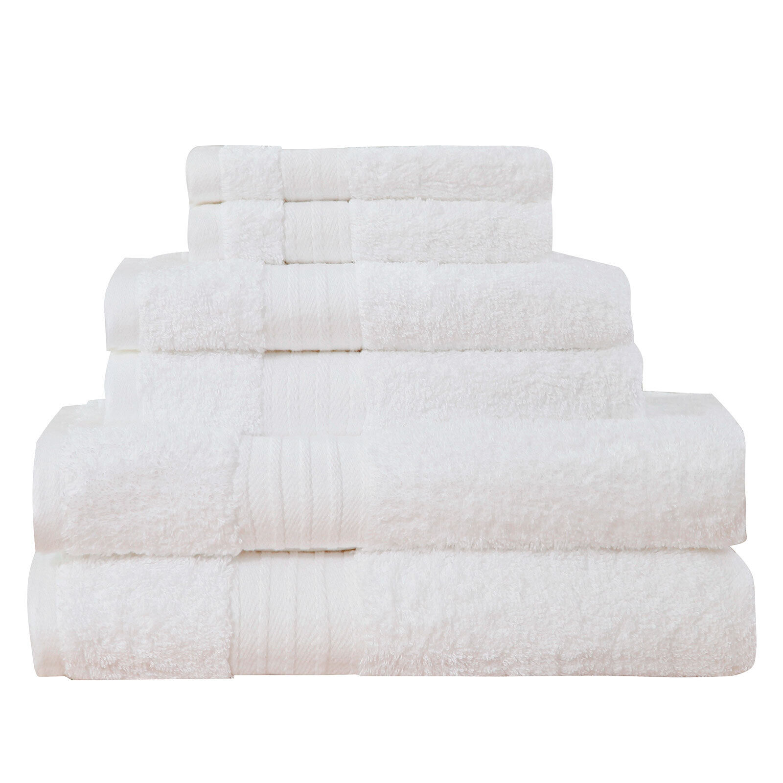 Luxury 6 Piece Soft and Absorbent Cotton Bath Towel Set - White Luxury 6 Piece Soft and Absorbent Cotton Bath Towel Set - White