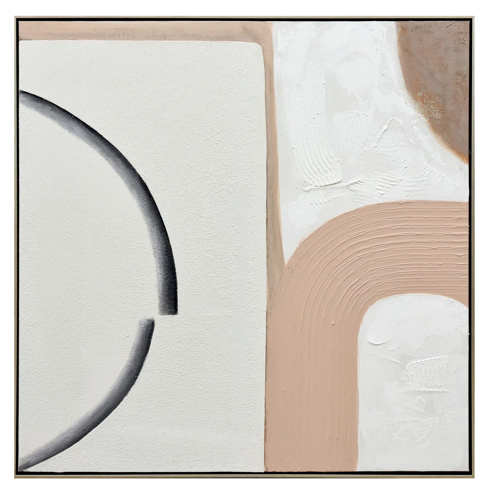 100X100cm Duality Dance Champagne Framed Hand Painted Canvas 3D Wall Art 100X100cm Duality Dance Champagne Framed Hand Painted Canvas 3D Wall Art