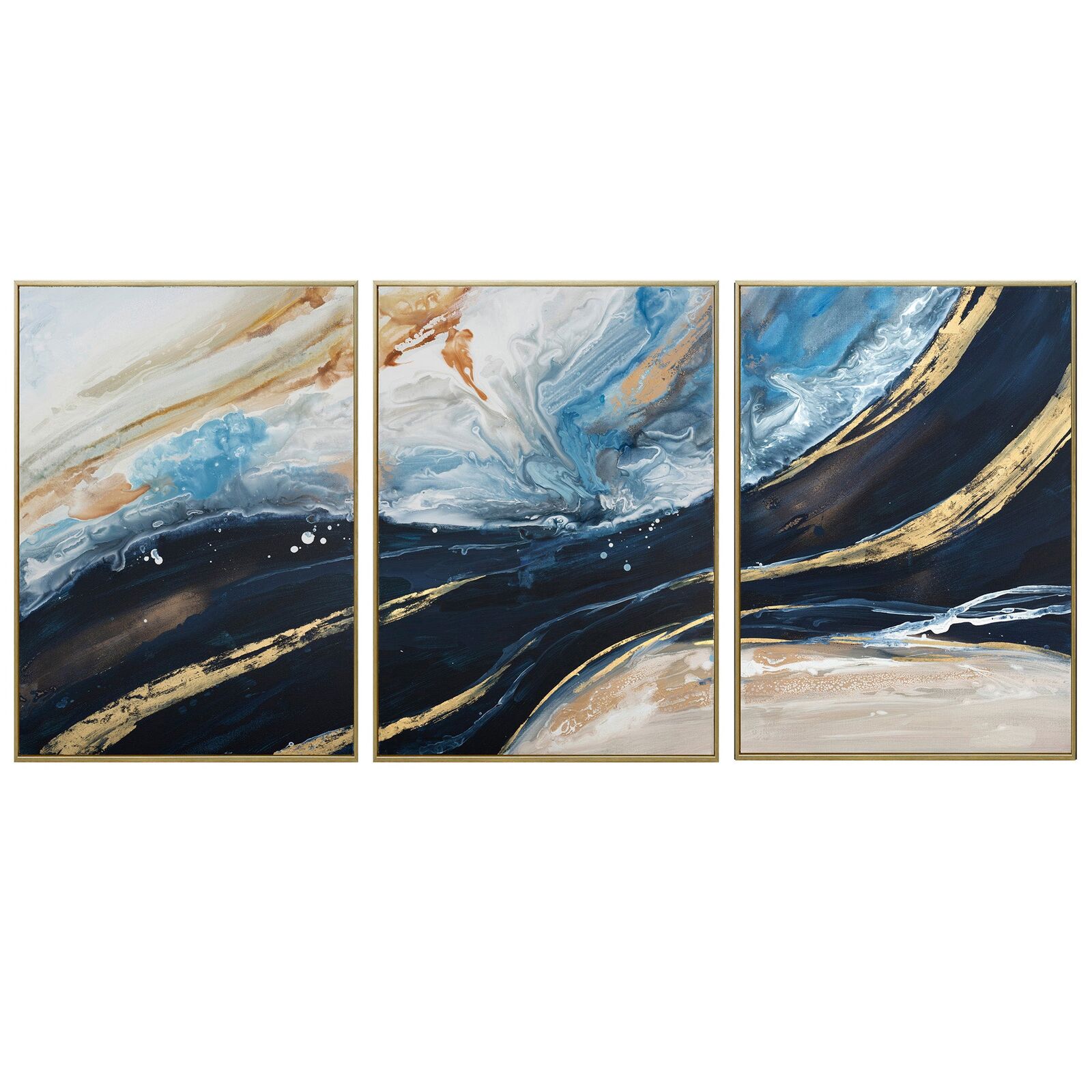 150X70cm Set of 3 Gold Framed Hand Painted Canvas Wall Art 150X70cm Set of 3 Gold Framed Hand Painted Canvas Wall Art