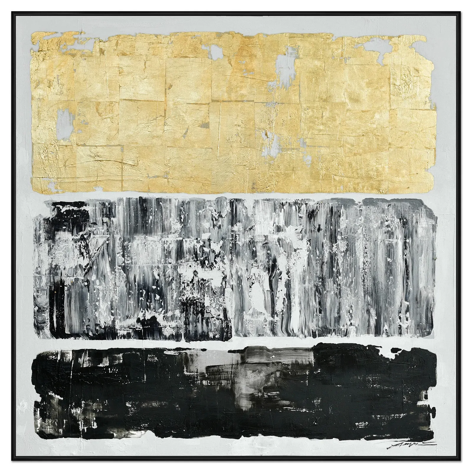 120X120cm Tonal Trilogy Black Framed Hand Painted Canvas Wall Art 120X120cm Tonal Trilogy Black Framed Hand Painted Canvas Wall Art