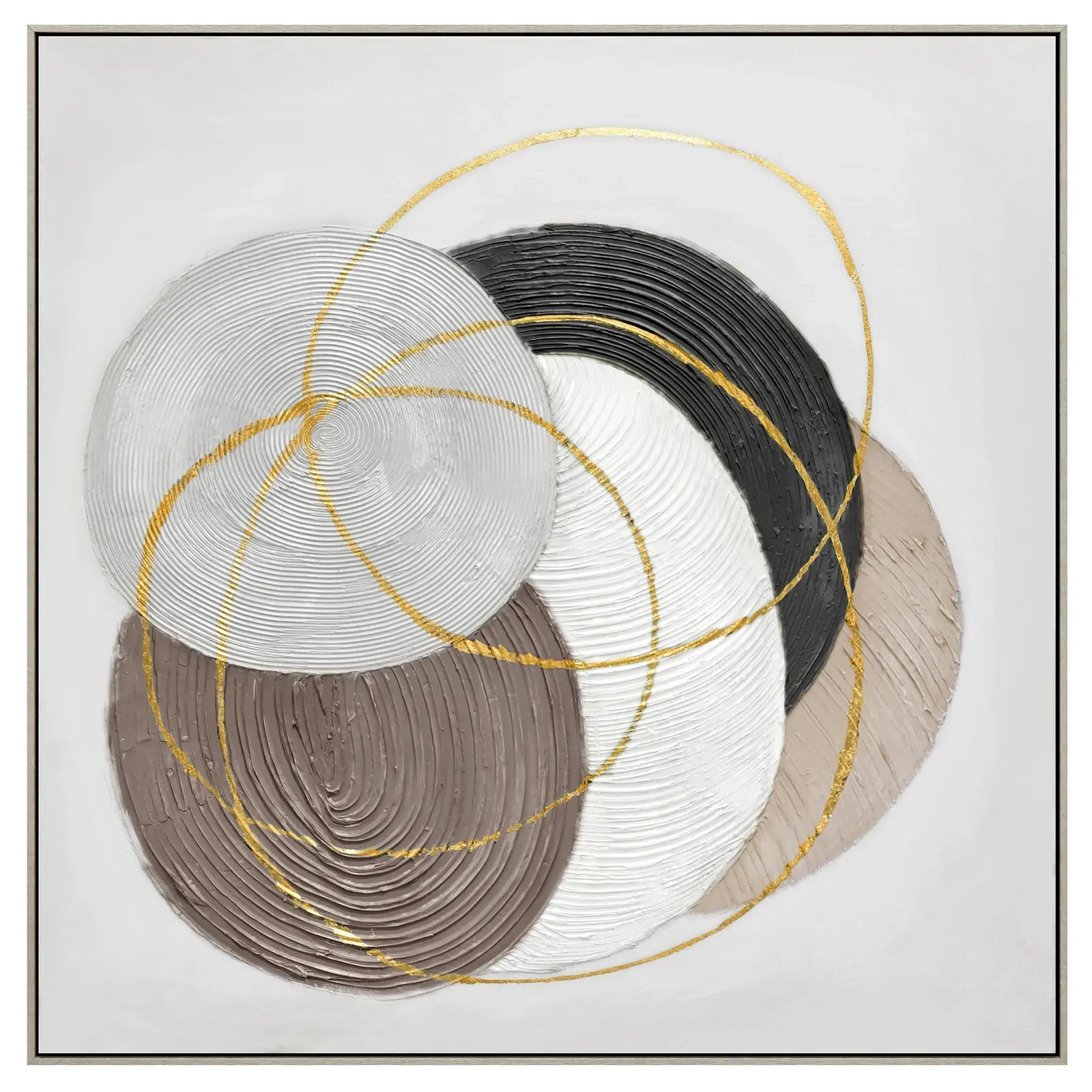 100X100cm Martian Geometrics Light Wood Framed Hand Painted Canvas Wall Art 100X100cm Martian Geometrics Light Wood Framed Hand Painted Canvas Wall Art