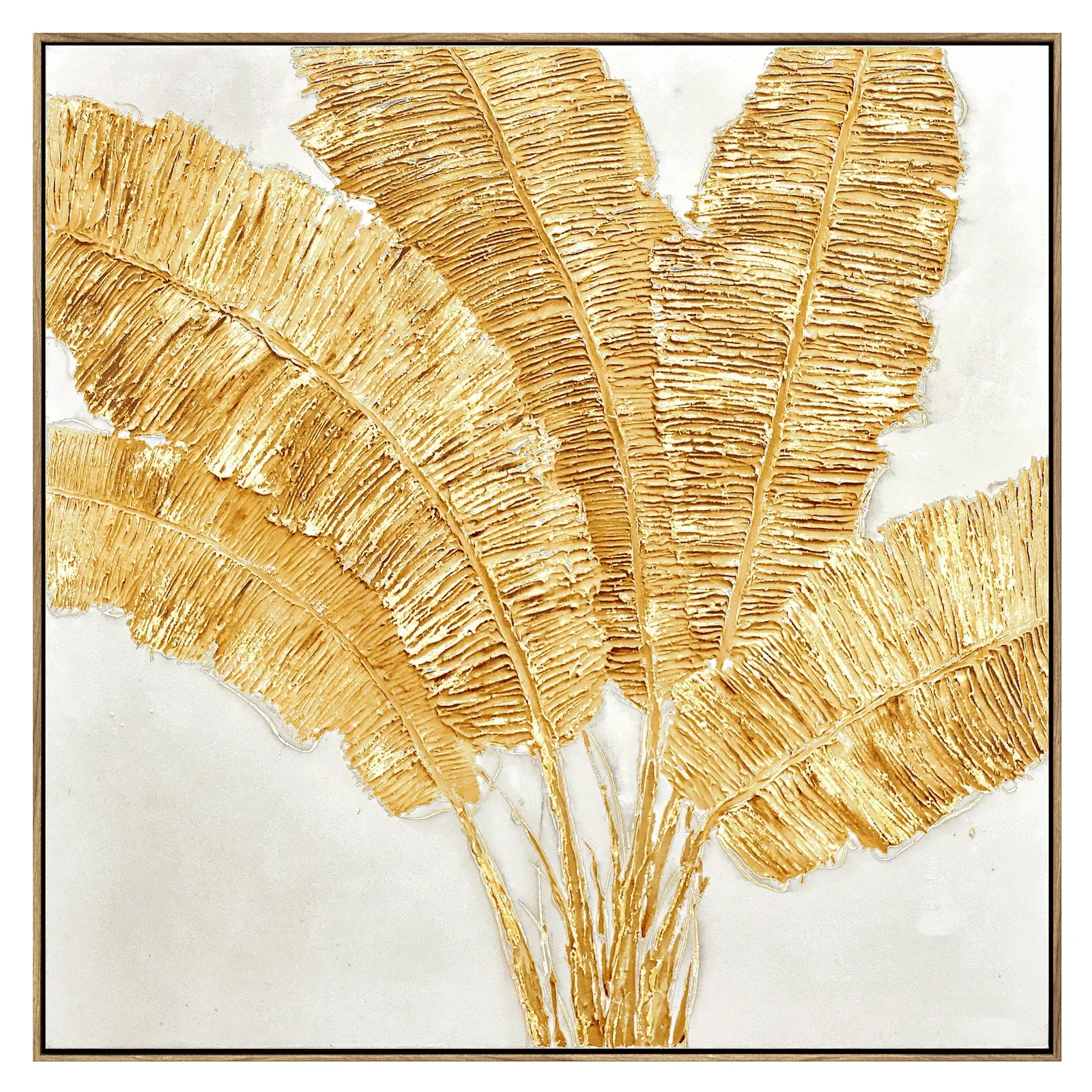 100X100cm Lustrous Leaves Dark Wood Framed Hand Painted Canvas Wall Art 100X100cm Lustrous Leaves Dark Wood Framed Hand Painted Canvas Wall Art