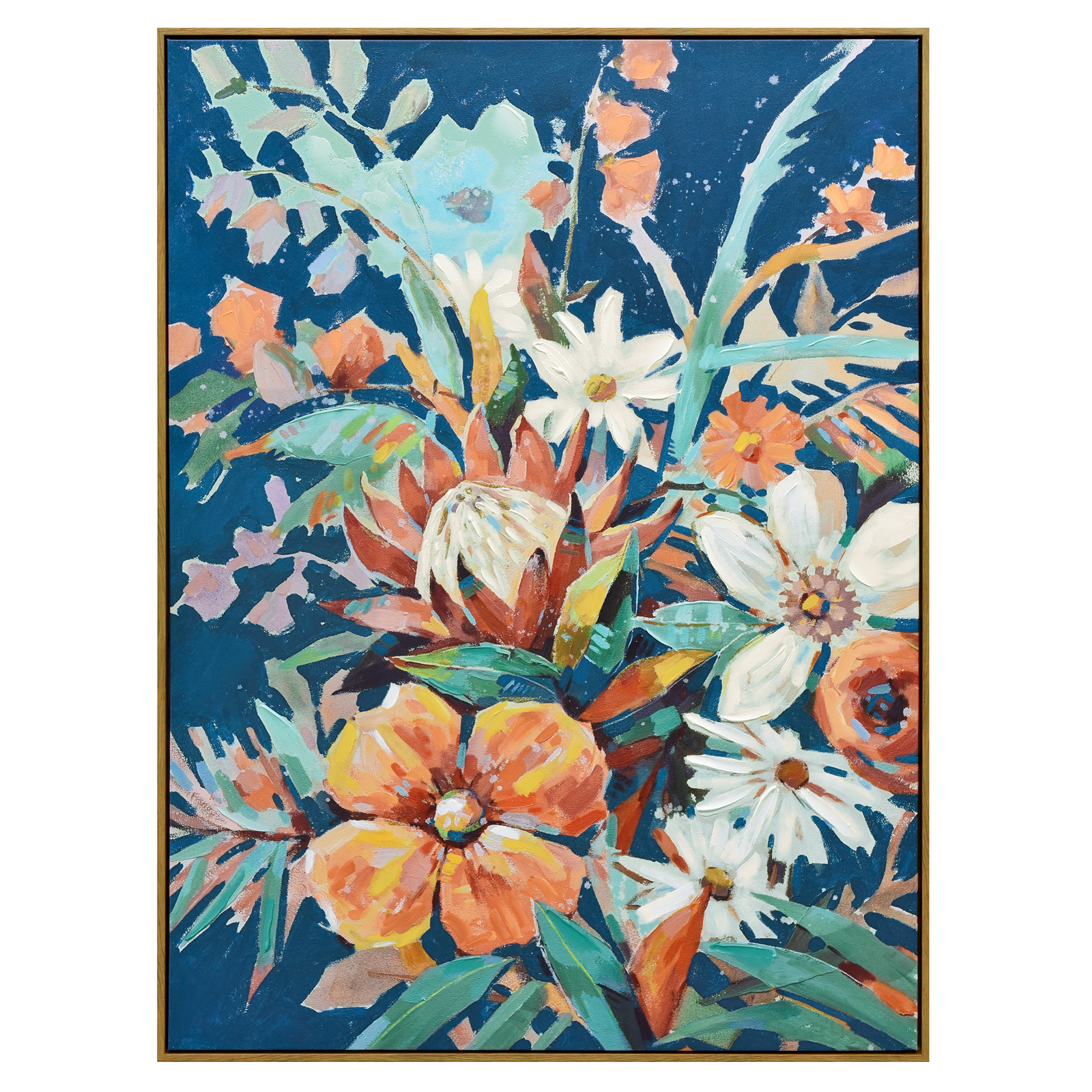90X120cm Austral Flora Dark Wood Framed Canvas Wall Art 90X120cm Austral Flora Dark Wood Framed Canvas Wall Art