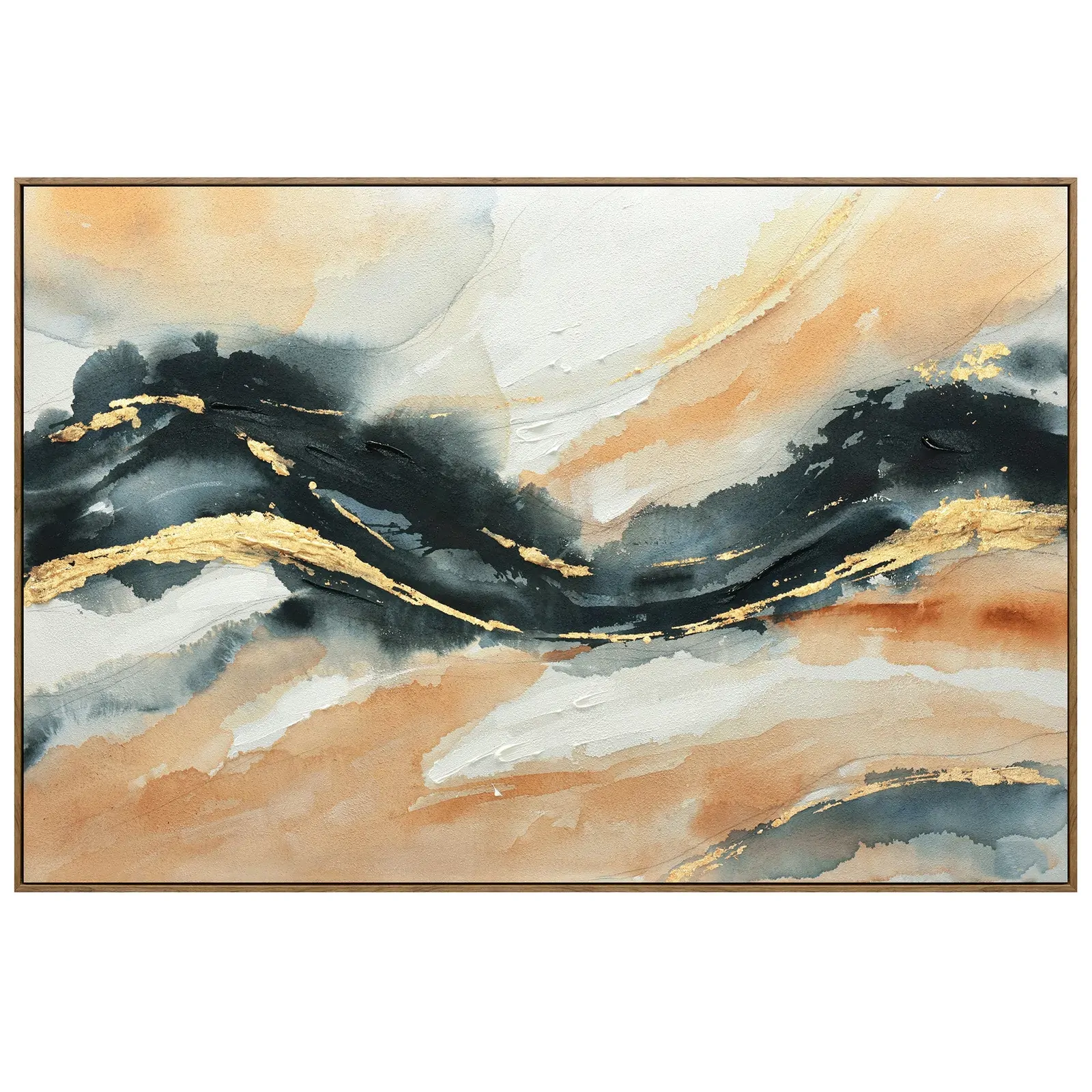 120X80cm Riptide Reverie Dark Wood Framed Hand Painted Canvas Wall Art 120X80cm Riptide Reverie Dark Wood Framed Hand Painted Canvas Wall Art