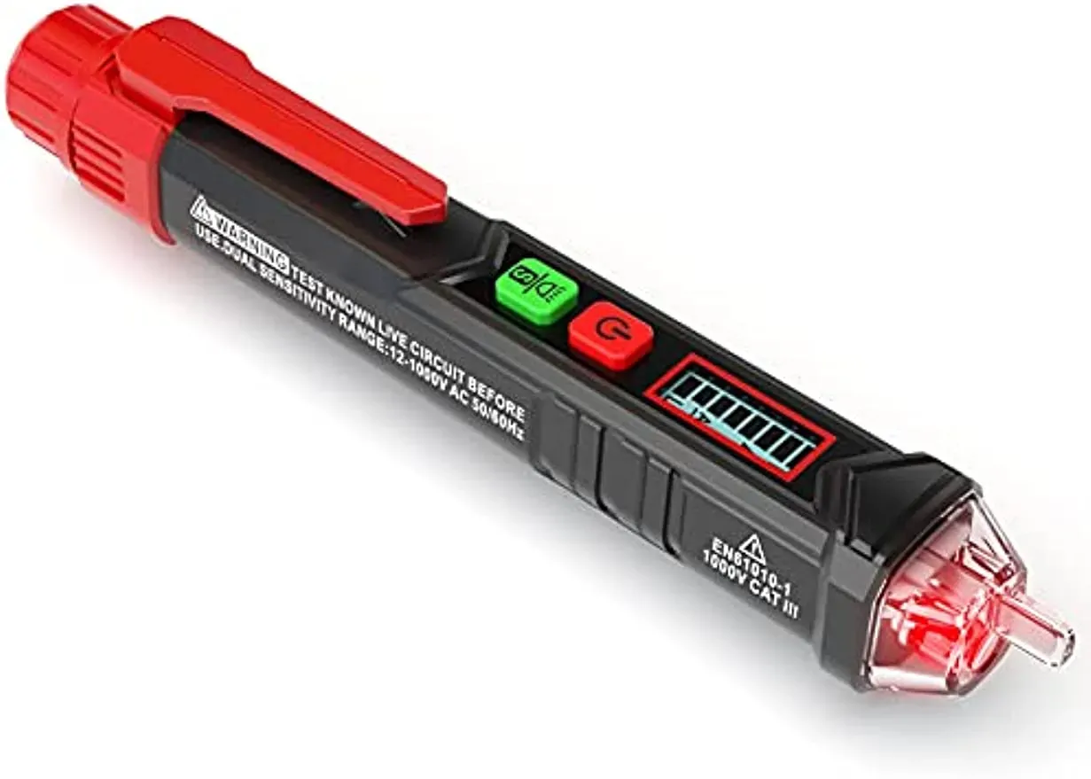 KAIWEETS HT100 Non Contact Voltage Tester AC Electricity Detect Pen 12V-1000V/48V-1000V Dual Range with LCD Display LED Flashlight Buzzer Alarm Wire B KAIWEETS HT100 Non Contact Voltage Tester AC Electricity Detect Pen 12V-1000V/48V-1000V Dual Range with LCD Display LED Flashlight Buzzer Alarm Wire B