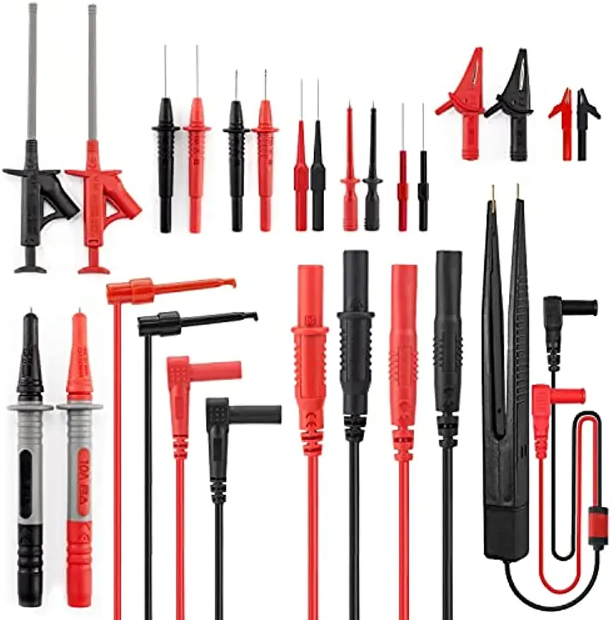 KAIWEETS 23PCS Multimeter Test Leads Kit with Replaceable Precision Probes Set and Alligator Clips, Test Probes, Test Hook, Flexible Wires Professiona KAIWEETS 23PCS Multimeter Test Leads Kit with Replaceable Precision Probes Set and Alligator Clips, Test Probes, Test Hook, Flexible Wires Professiona
