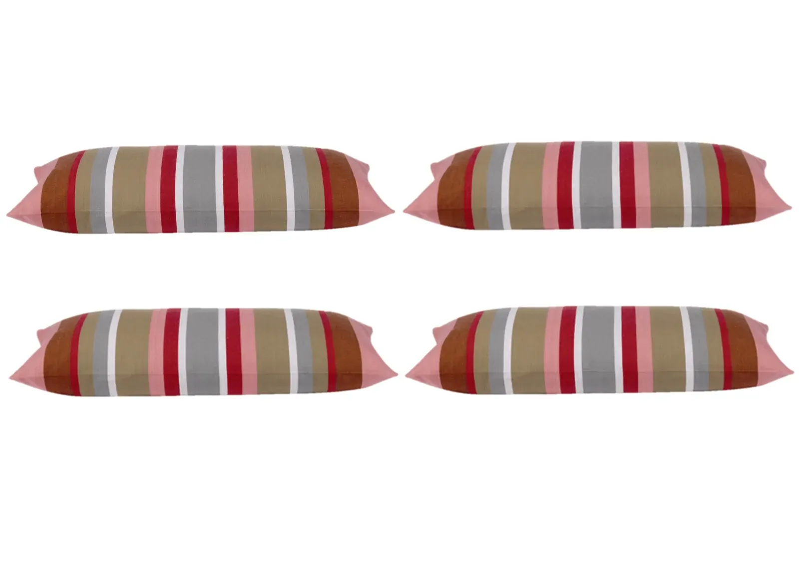 Pack of 4 Corban Rose Pink Based Striped Cushion Cover Multicoloured Rectangle 35x70cm Pack of 4 Corban Rose Pink Based Striped Cushion Cover Multicoloured Rectangle 35x70cm